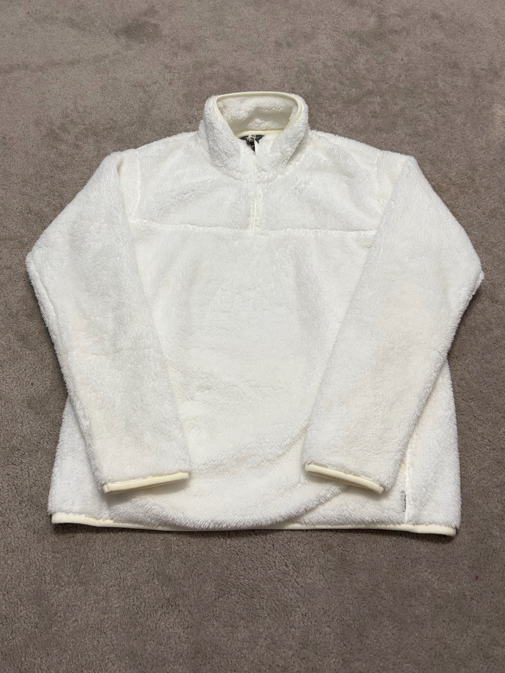 Woman’s Cream Sherpa Quarter-Zip Pullover Sweater